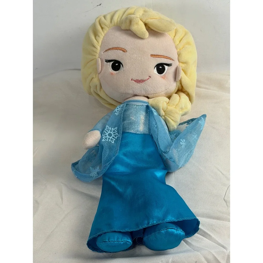 Disney Frozen Elsa Plush Doll Blue Sparkle Dress Snowflake Cape Soft Toy